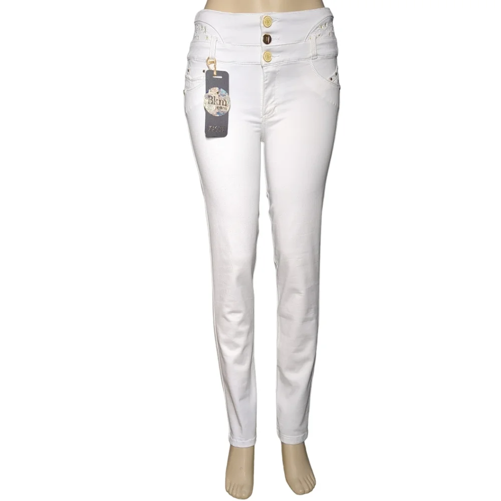 *NEW* Colombian Authentic Skinny Butt Lifter white Embroidery Jeans Size 12 - Picture 13 of 16